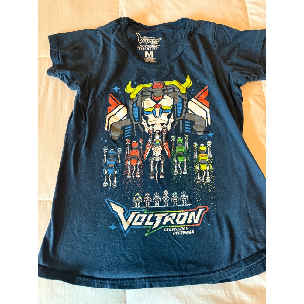 Voltron Legendary Defender Kids T-Shirt LootWear Exclusive Navy Blue Medium M